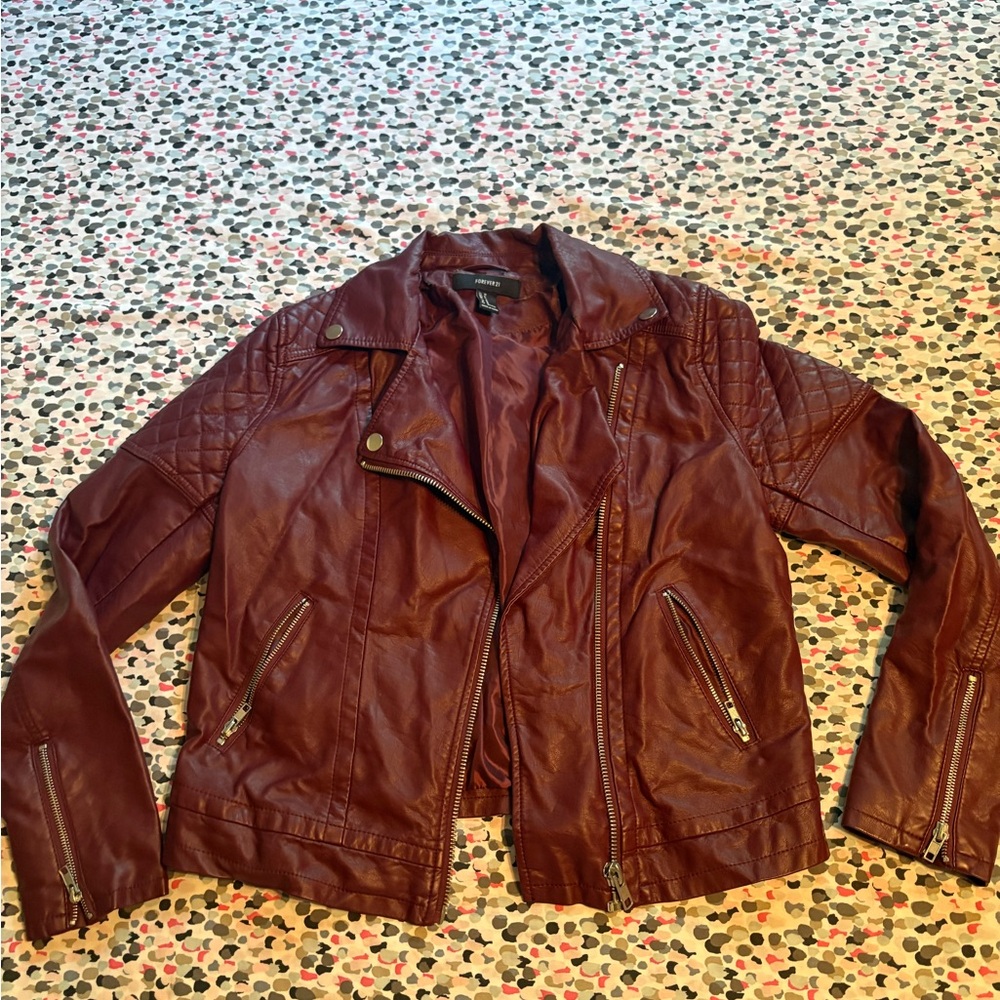 Forever 21 Maroon Faux Leather Jacket